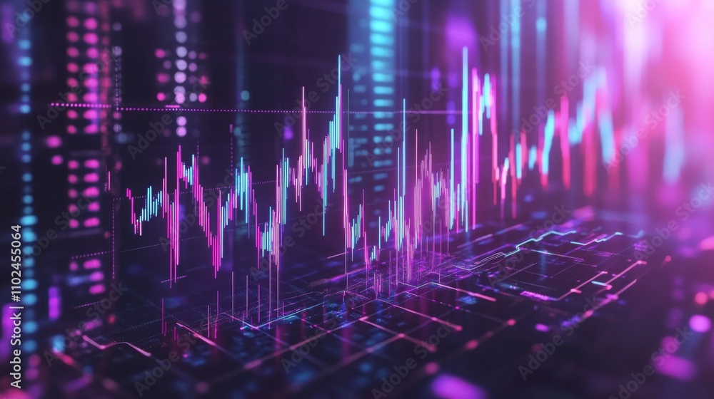 Poster vibrant abstract data visualization with colorful chart elements