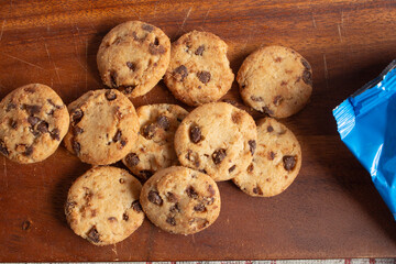 A top down view of a pile of commercially made mini cookies.