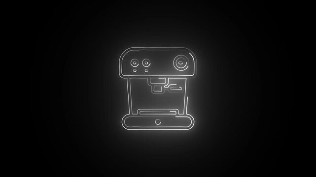 Glowing neon Robot icon isolated on black background. HD Video motion graphic animation