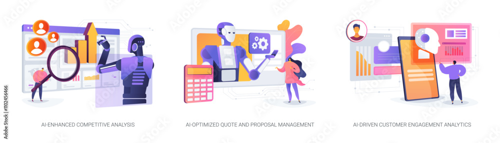 Poster ai in sales management abstract concept vector illustrations.