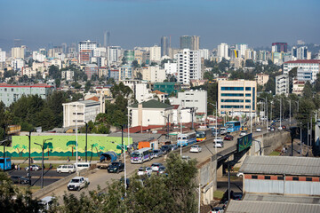 High angle view of the city of Addis Ababa,