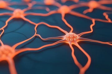 Access control permissions and encryption, A vivid illustration of interconnected neurons, showcasing their intricate structure and glowing connections.