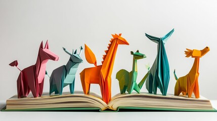 pop-up book with wild animals made of paper