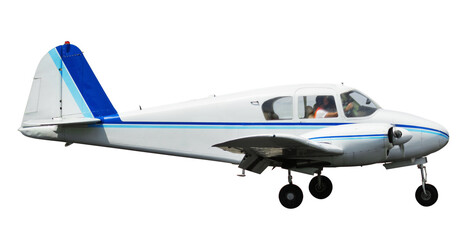 View of sports monoplane isolated on white background.