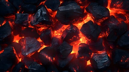 Burning coal texture in black and red tones with a fier
