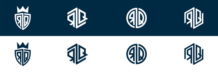 RQ QR letter logo set design