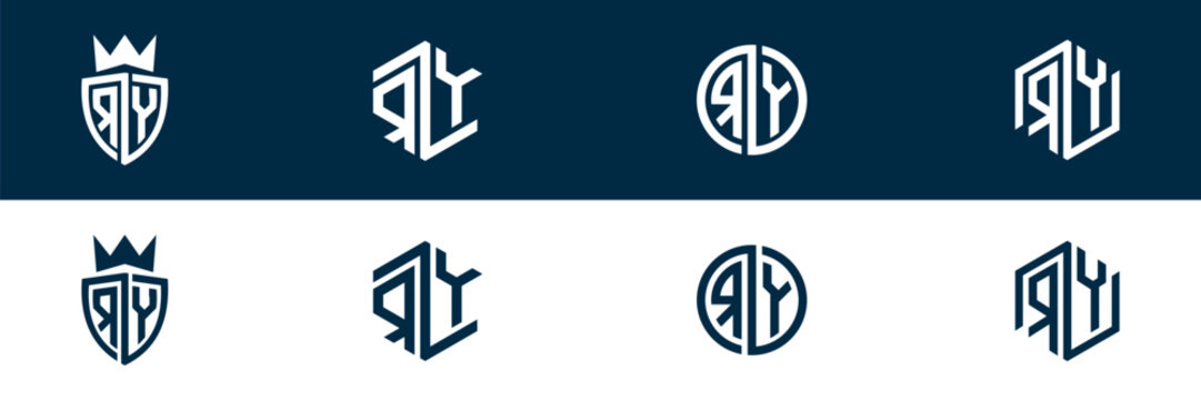 RY YR letter logo set design