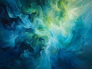 Fototapeta premium Colliding color streams in deep blue-green
