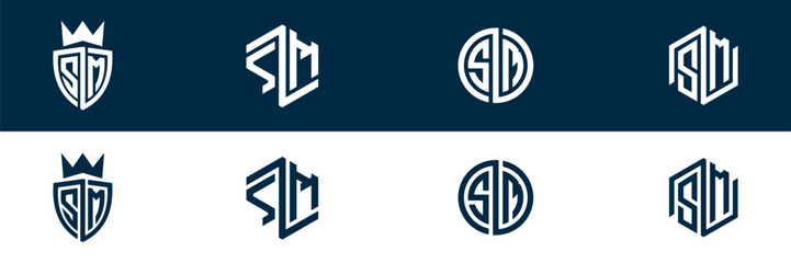 SM MS letter logo set design