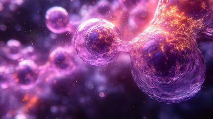 A bunch of purple spheres are floating in space. Generative AI