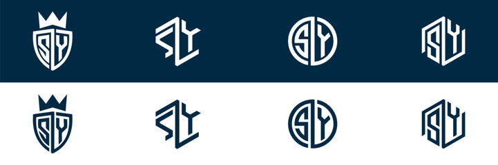 SY YS letter logo set design