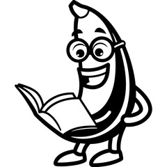 Banana Mascot Logo with Coffee, Glasses, Book, Gaming Controller, Paint, Boxing Gloves, Playful banana mascot logo collection in various moods and activities for digital designs.