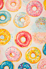 Whimsical and Vibrant Donut Bonanza for a Lively Dessert Café Atmosphere