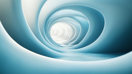 Fototapeta premium A blue and white spiral tunnel with a white light shining through it
