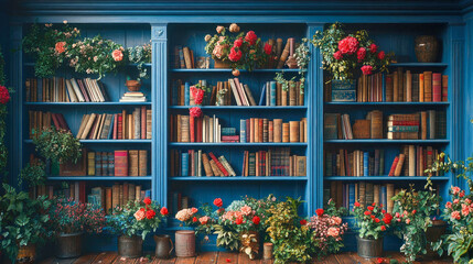 A beautifully designed home library with arched shelves filled with colorful books, exuding sophistication and intellect
