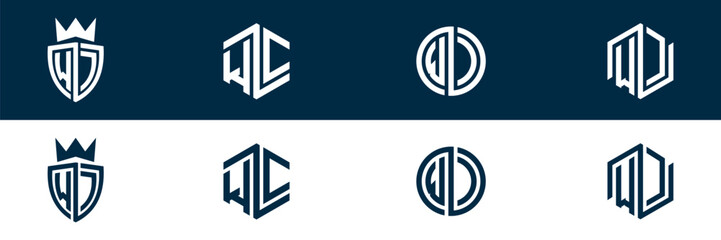 WC CW letter logo set design