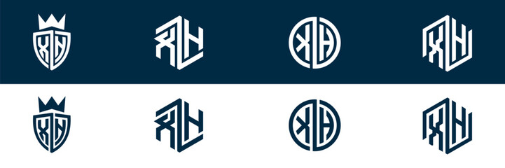 XH HX letter logo set design