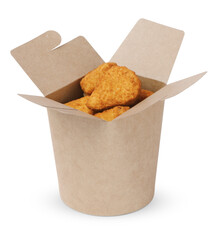 A box of chicken nuggets, isolated on white background