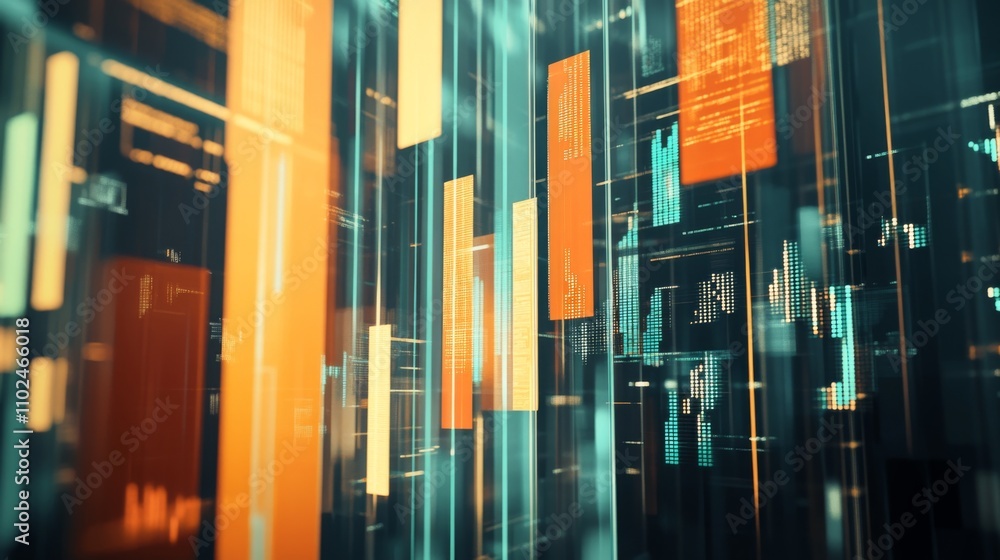 Poster abstract digital background with glowing lines and data elements