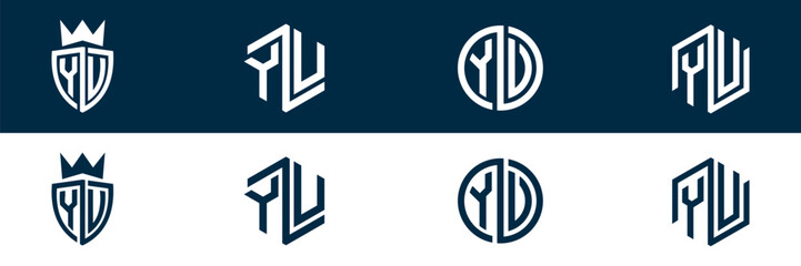 YU UY letter logo set design