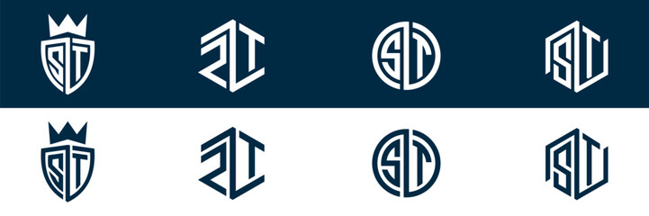 ZT TZ letter logo set design