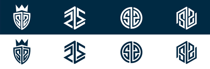 ZZ letter logo set design