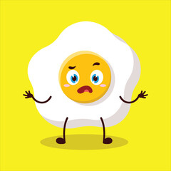 cute don't know expression of fried egg cartoon character