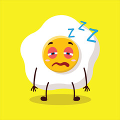 cute sleepy expression of fried egg cartoon character
