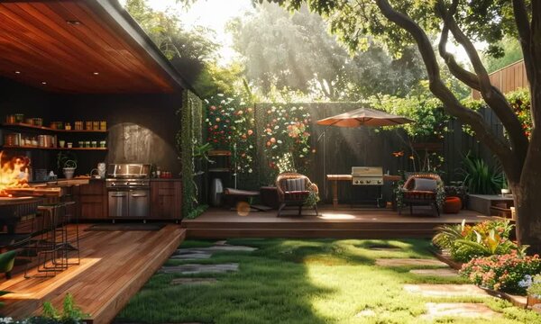 Families enjoying barbecue in the backyard for National Barbecue Day, August 3rd, grilling food, summer fun, outdoor gathering