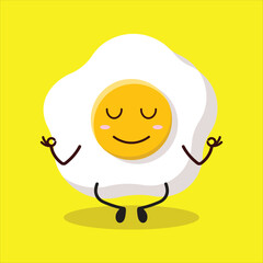 cute yoga expression of fried egg cartoon character