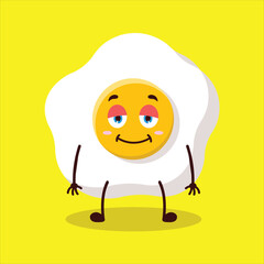 Obraz premium cute lazy expression of fried egg cartoon character