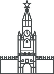 Kremlin line icon. Moscow landmark. Russian architecture