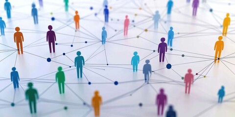 A diverse network of interconnected people portraits symbolizing social connections and professional networking
