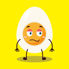 cute silent expression of half boiled egg cartoon character