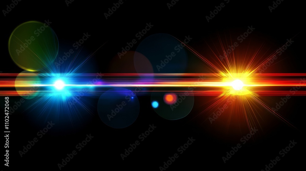 Poster a vibrant digital lens flare effect creating an abstract background.
