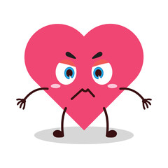 cute irritated expression of heart cartoon character