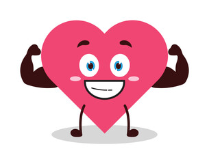 cute masculine healthy athlete expression of heart cartoon character