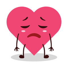 cute bored expression of heart cartoon character