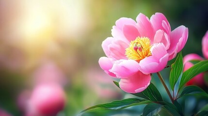 Fototapeta premium A vibrant pink peony flower captured in stunning close detail.