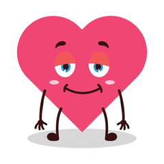 cute lazy expression of heart cartoon character