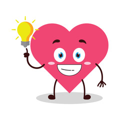 cute creative expression of heart cartoon character with shiny lamp