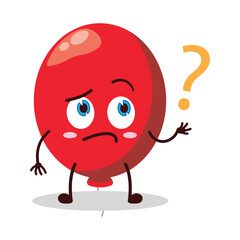 cute curious expression of red balloon cartoon character