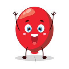 Fototapeta premium cute rise hand happy expression of red balloon cartoon character