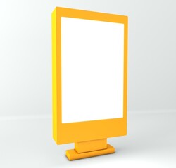 Totem light box billboard advertising poster mockup. Digital lightbox icon yellow display banner