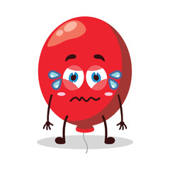 cute upset expression of red balloon cartoon character