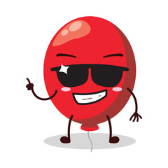 cute cool expression of red balloon cartoon character wear sunglasses 