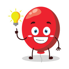 cute creative expression of red balloon cartoon character with shiny lamp
