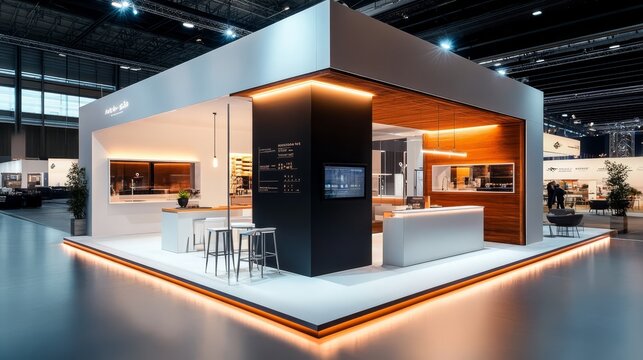 Cost-effective exhibition stand designed for showcasing products at trade shows and conventions with modern aesthetics