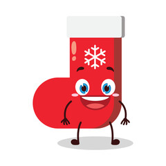 cute happy expression of Christmas sock cartoon character