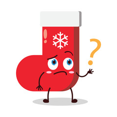 cute curious expression of Christmas sock cartoon character